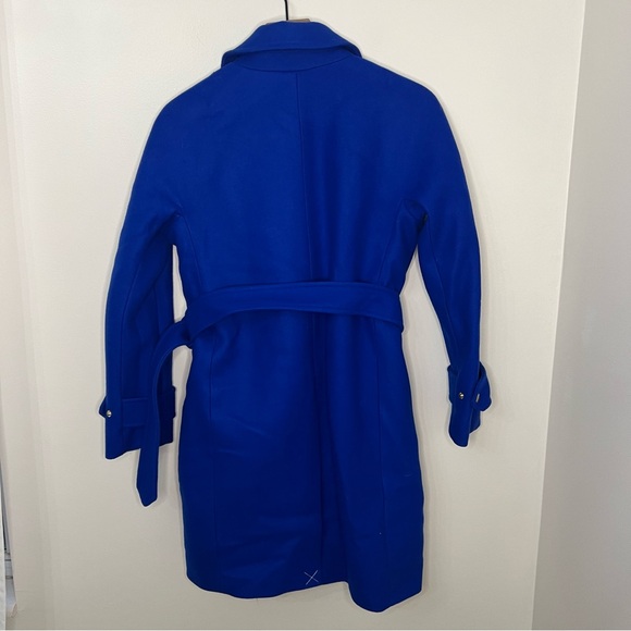 NWT J. Crew Melton Wool Coat Blue Women's Size 4P Winter Pea Topcoat Zip Front - Picture 5 of 10